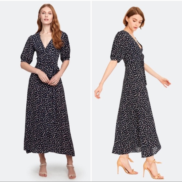 Misa Los Angeles Andrea Navy Wrap Maxi dress - Picture 3 of 5